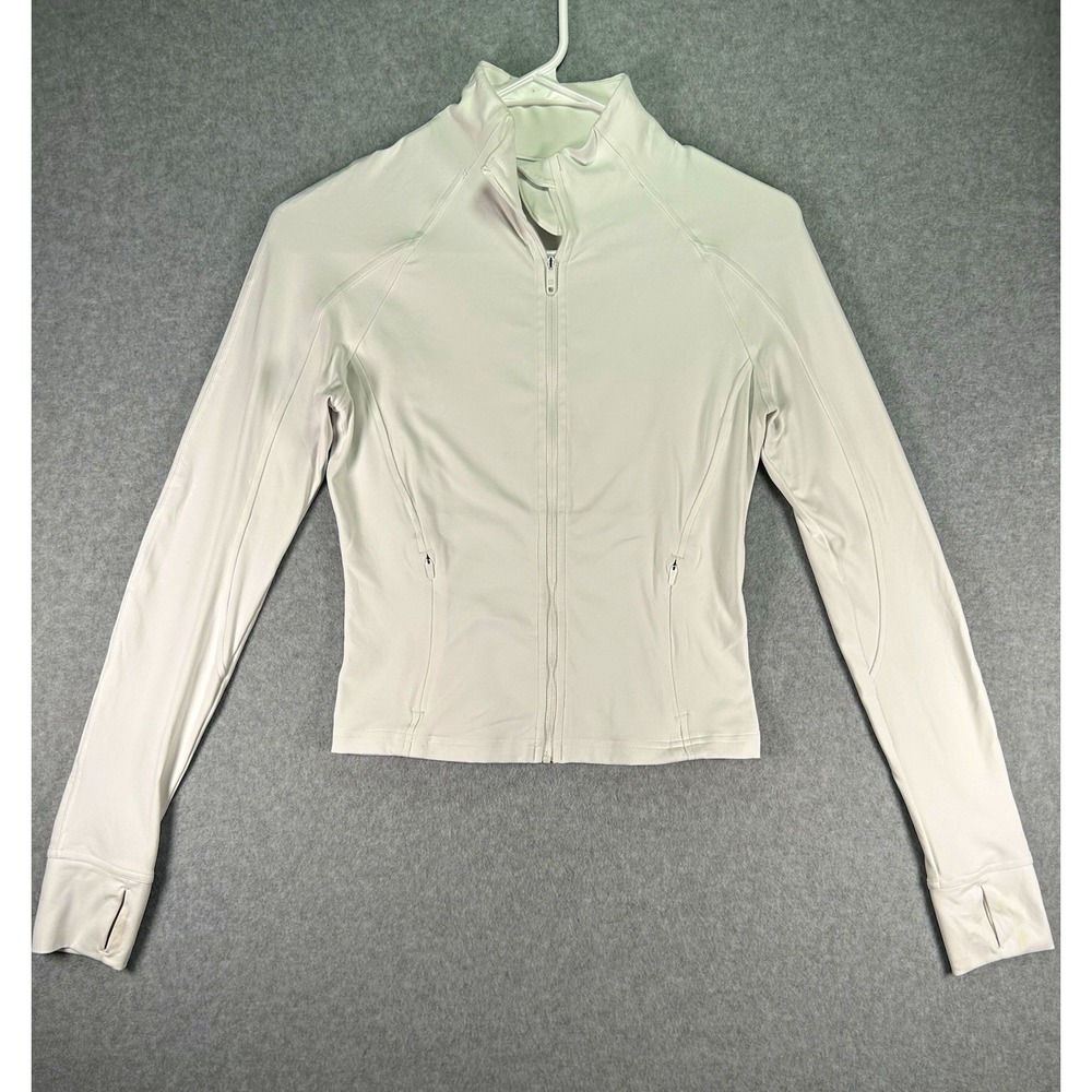 Stain*CRZ YOGA Butterluxe Cropped Jacket FullZip White Sz 4 Activewear Mock Neck